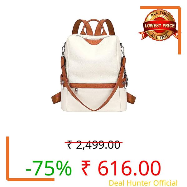ProArch Leather Backpack for Women Elegant Backpack Purse Ladies Leather Shoulder Fitting Diwali Bhaidooj Gift for Sister, Mother Bhabhi (WhiteTruA)
