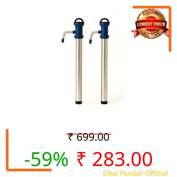 Bimex Stainless Steel Cooking Oil Pump Dispenser Manual Liquid Transfer Pump for 15 Litre Tin Can Edible Oils, Mustard Oil and Other Kitchen Liquids Easy Hand Press Pump (Pack of 2)