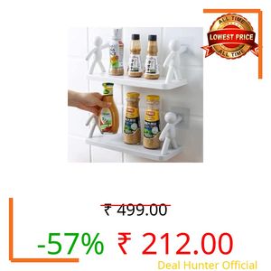 RZone STORE Wall Mounted Bathroom Shelf – Self-Adhesive Plastic Rack | No Drill Waterproof Storage Organizer for Bathroom, Kitchen & Office (White, 1 Pc with 2 Adhesive Stickers) (2)