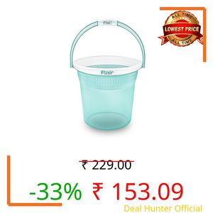 FLAIR Estella Crystal 8 LTR T.Green I Plastic Bathroom Bucket | Strong and Durable Water Storage Bucket | Sturdy and Easy Grip Handle | Ideal for Bathing and Everyday Use