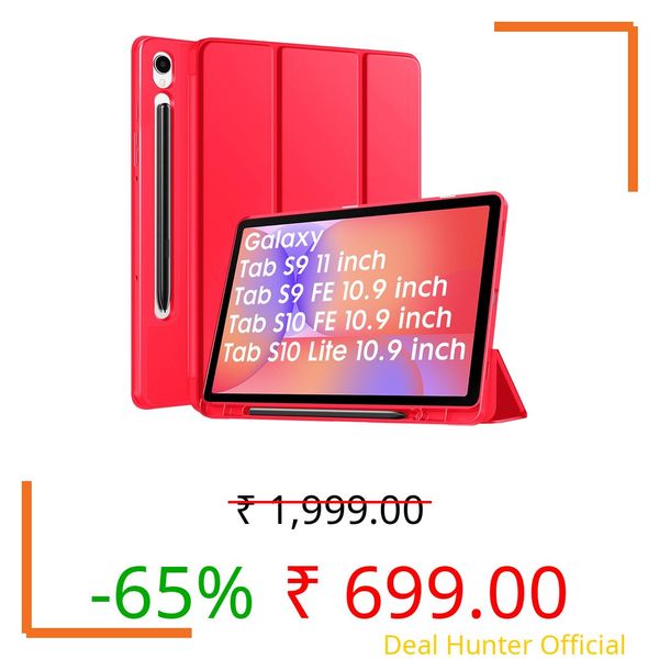 Robustrion Cover for Samsung Galaxy Tab S10 Lite 10.9" / Tab S9 FE/Tab S10 FE/Tab S9 11" with [S Pen Holder], Flip Case for Samsung Tab S10 Lite /S10/S9 FE Tablet Cover [Auto Sleep Wake] - Red