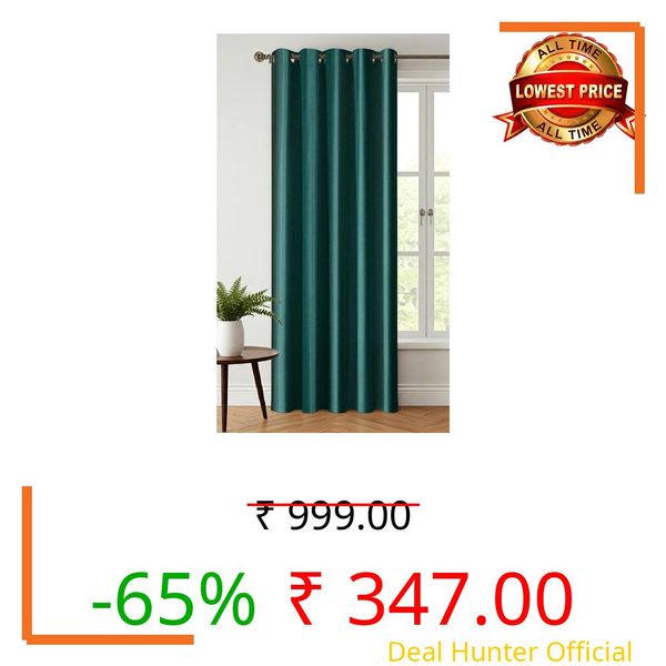 Exporthub 1 Piece Polyester Blend Eyelet Solid Long Door Curtain - 9 Ft, Dark Aqua