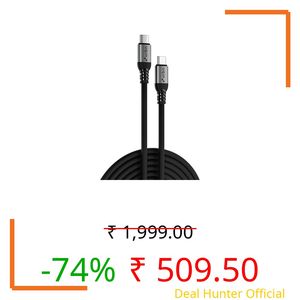 URBN Flex Cord 240W 5Amps Hyper Fast Charging Cable | Type C to C | Supports Apple Car Play & Android Auto| Super Fast Charging and Data Transfer | Silicon Coated 1.2 Meter | 2 Years Warranty (Black)