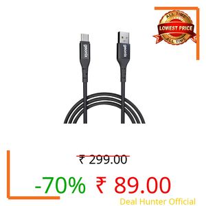 Geonix eForce C03 3A Type-C Fast Charging Cable, 1.2m Braided USB to C Data & Charging for Android Smartphones, Tablets, Laptops – Data Sync, Quick Charge & High-Speed Sync (Black)