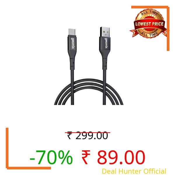 Geonix eForce C03 3A Type-C Fast Charging Cable, 1.2m Braided USB to C Data & Charging for Android Smartphones, Tablets, Laptops – Data Sync, Quick Charge & High-Speed Sync (Black)