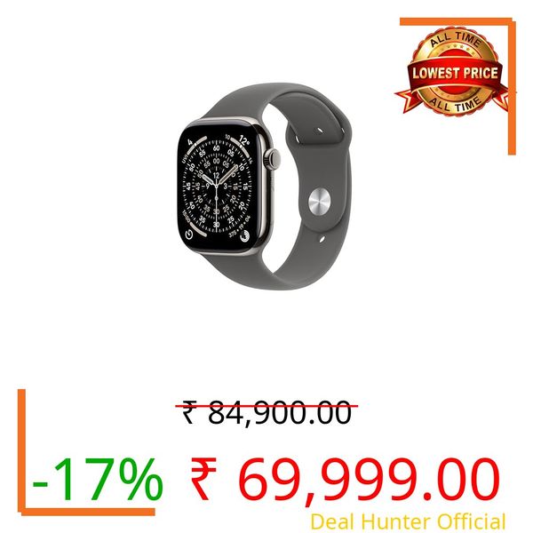Apple Watch Series 11 GPS + Cellular 46mm Natural Titanium Case with Stone Grey Sport Band - M/L