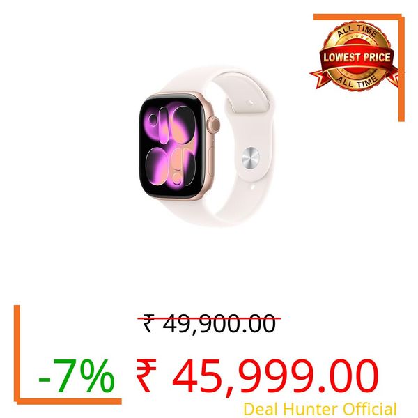 Apple Watch Series 11 GPS 46mm Rose Gold Aluminium Case with Light Blush Sport Band - S/M