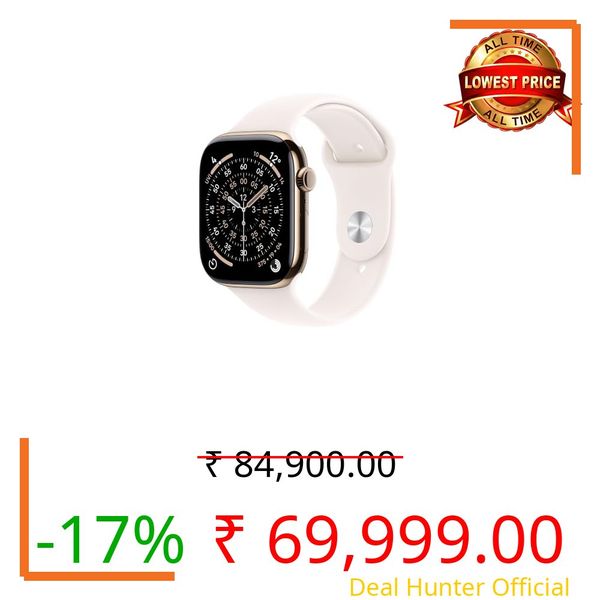 Apple Watch Series 11 GPS + Cellular 46mm Gold Titanium Case with Light Blush Sport Band - S/M
