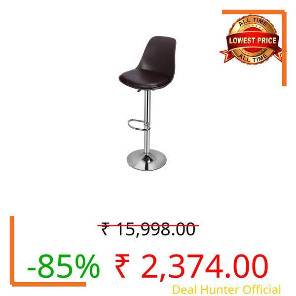 ACTIVA Rapid Bar Stool Chair with Adjustable Height|Comfortable Padded Seat & Footrest Chair|Modern Counter & Kitchen Seating for Home/Bar/Cafe |Durable Metal Stool Chair (Brown, Set 1)