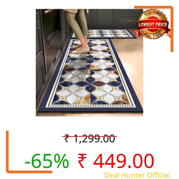 Royser Anti-Slip Kitchen Floor Mat Runner | Washable Cushion Rug for Home, Cooking & Standing Comfort | Soft Non-Skid Water Absorbent Carpet for Kitchen, Hallway & Entryway Home Décor