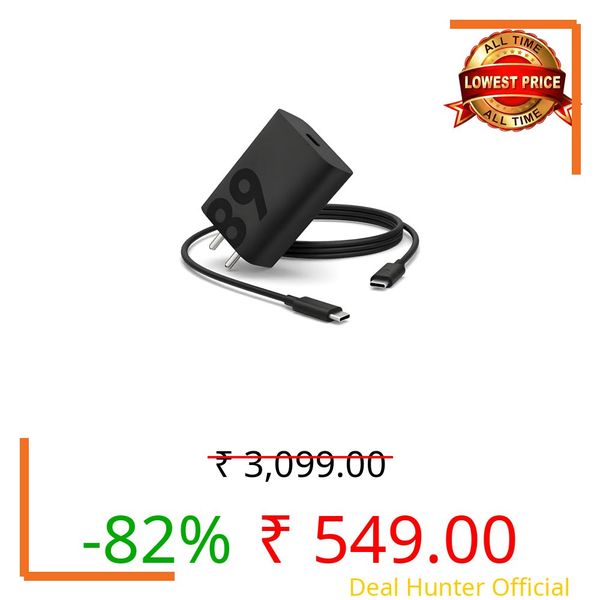 68W USB-C Turbo Power Charger, Fast Charging Adapter with 1m Type-C to Type-C Cable for Moto Edge 30/40/50 Series & Moto G Series Smartphones (Black).