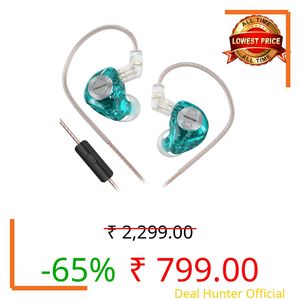 Sounce EDX Pro IEM Earphone HiFi Stereo in-Ear Monitors with Dual Magnetic Circuit Dynamic Driver Premium Acoustic Build Detachable 0.75mm Cable Noise Isolating High Resolution Sound Signature (Cyan)