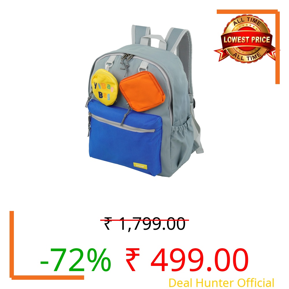 Storite Backpack for Kids Girls With Fun Pouches Stylish Durable Water-Resistant Backpack Shoulder School Bags for Girls Kids Birthday Gift (Grey & Blue)