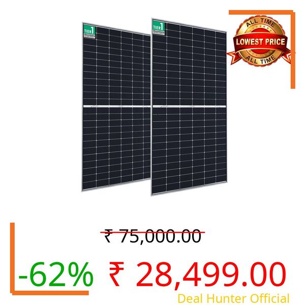 Vikram Solar 550Watt DCR Solar Panel for Home, Eligible for Govt Subsidies|PARADEA High Efficiency BI-Facial Glass PV Module|144 Half-Cut Cells|50.2V Voc, 13.74A Isc|30 Years Warranty|Pack of 2~1.1KW