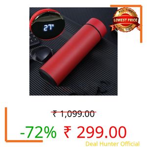 Smart Temperature Water Bottle 500ml | LED Display Touch Lid | Vacuum Insulated Stainless Steel Flask | Keeps Drinks Hot & Cold | Travel, Gym, Office Use (Red)