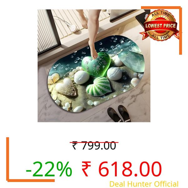 TEKCOOL 3D Bathroom mat, Door Mat, Floor Mat,Rare 3D Patterned Bath Mat, Bathroom Decor,Anti-Slip, Absorbent Bath Rug, Quick Drying, Easy Care Shower Rug, Decorate (60X40CM) (Ocean-4pc)