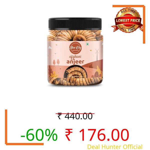 Blue City Premium Dried Afghani Anjeer 200g | Naturally Sweet & Soft Dry Figs | Rich in Vitamins, Fiber, Calcium & Iron Ideal for Healthy Snacking Dieting & Breakfast Non-GMO, Low Fat