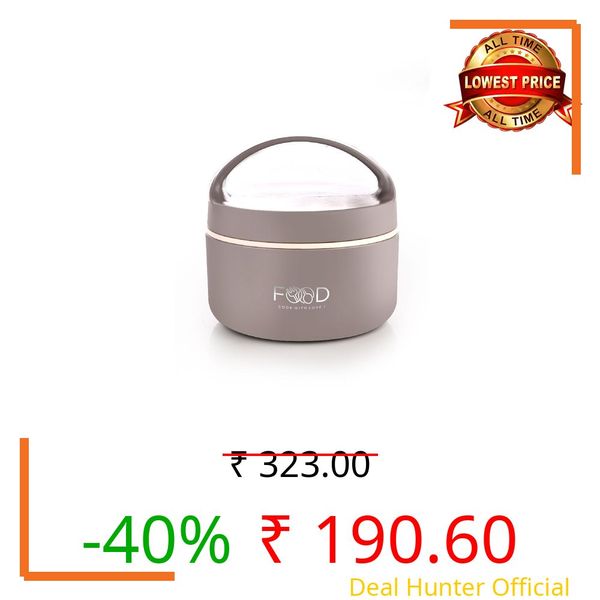 Ganesh Quick Carry 1 Layer Portable Insulated Food Container Airtight Leak-Proof Lunch Box for Office, School, Picnic (400ml) Brown