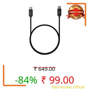 Zebronics Type C - Type C Braided Cable, 60 Watts, Upto 480Mbps Data Sync, Fast Charging, 1 M, Compatible with iPhone 15 & 16 Series, iPad, MacBook, Samsung, Android (Wattz 60CC5, Black)