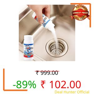 Juqiboom Powerful Clog Remover for Kitchen Sink, Bathroom Drain, Toilet Pipe & Shower – Fast Acting Liquid Drain Cleaner for Hair, Grease & Tough Blockages Easy Clean (White, Pack of 1)