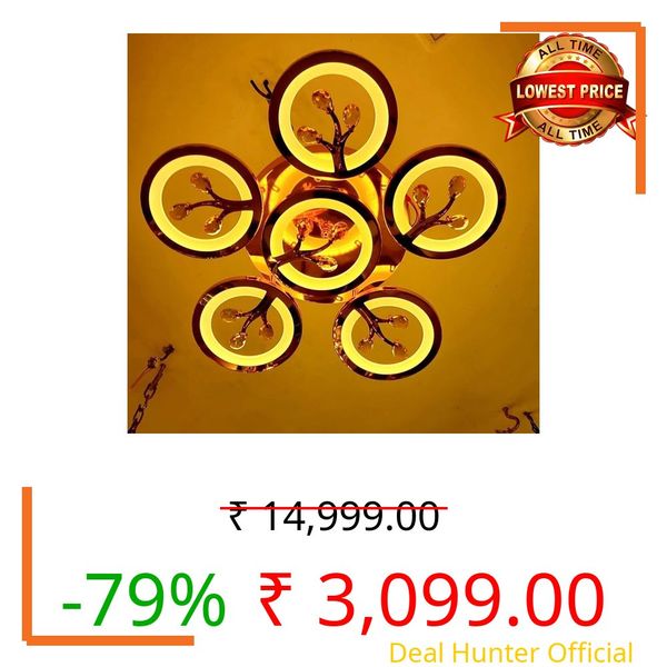 blissbells Modern LED Ring Ceiling Light – Designer Flush Mount Ceiling Lamp with Crystal Accents & Gold Finish – Warm White Decorative Lighting for Living Room, Bedroom, Dining Area