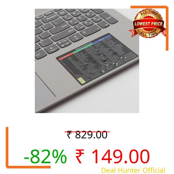 Shortcut Key Information Sticker | Windows PC Reference Keyboard Shortcut Vinyl Sticker for Computer, Laptop | Residue-Free Adhesive for Any Laptop, Desktop (1 pcs)