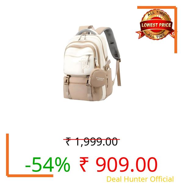 FWQPRA School Backpack for Teen Girls, Cute College Backpacks for Women Students Aesthetic Bookbag Large 18.8 Inch Laptop Bag Middle School Travel Back Pack (Khaki Beige)
