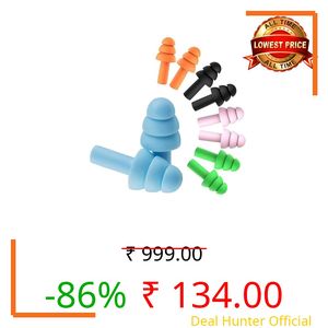 Reusable Silicone Earplugs, 5 Pairs Noise Reduction Ear Plugs for Sleeping, Snoring, Swimming, Concerts, Airplanes, Travel, Work – Comfortable & Reusable Ear Protection