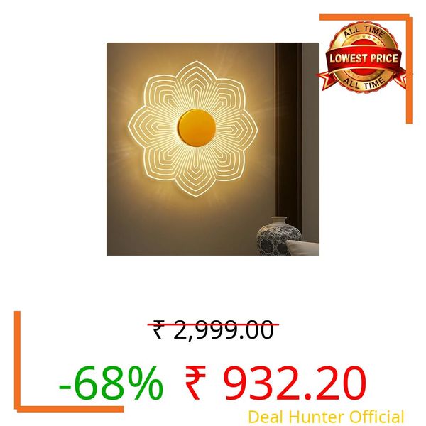 Lamp master 3-in-1 LED Wall & Ceiling Light | Spiral Flower Design | 23cm Acrylic Decorative Lamp | Energy-Efficient | Modern Wall Decor for Bedroom, Living Room & Home