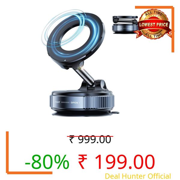 Shop Stoppers® 360° Rotating Adjustable Magnetic Mobile Holder Stand for Car & Desk | Strong Magnet Phone Mount Stand Compatible with All Smartphones, Comes with Metal Ring Inside (Extendable Hollow)