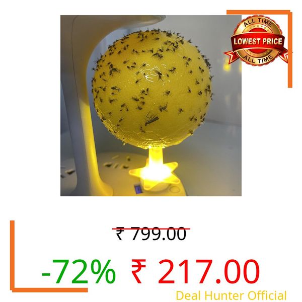 VIVITO USB Fly Trap Balls | Yellow Sticky Fruit Fly Trap with LED Light Attractant | Plug & Play USB Insect Catcher for Flies, Fruit Flies, Gnats, Mosquitoes & Pest Control (Multicolor- Pack of 1)