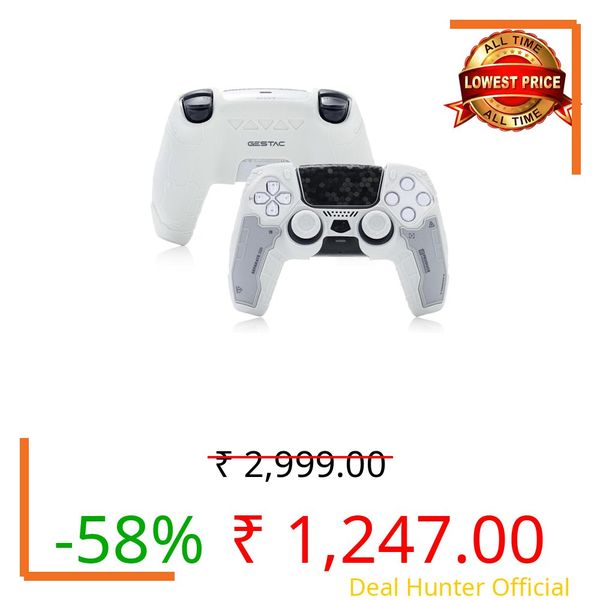 Meyaar G.S.TAC PS5 Controller Skin Set, Anti-Slip Silicone Protective Cover & Skin Case for PS5 Wireless Controller with 2 Thumb Grip and 2 Stickers for PS5 DualSense Control (White)