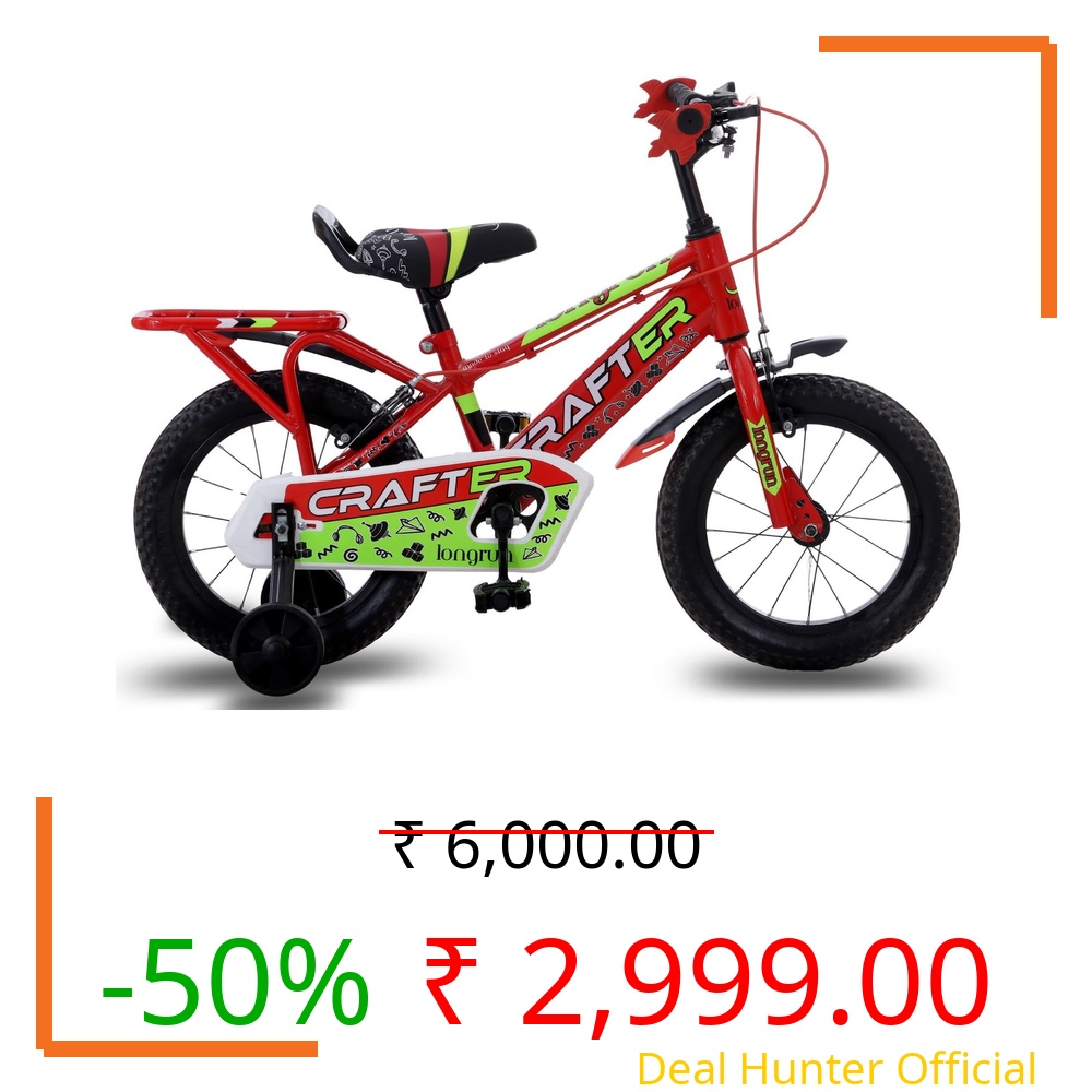 longrun 14T Cycle for Kids 2-5 Years Boys and Girls | Bicycle for Kid with Training Wheels | Kids Cycle for 2 to 5 Years with Adjustable Seat | Easy 4-Step Setup | 95% Fitted | 14 Inch Kid Cycle