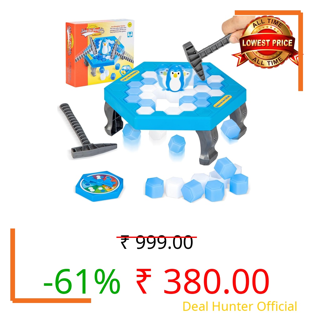 LAALIYA Penguin Ice Breaker Game | Save The Penguin Tabletop Challenge with Hammers, Spinning Wheel & Ice Blocks | Fun 2–4 Player Family Board Game for Kids Ages 5–12 | Balance, Strategy & Party Toy