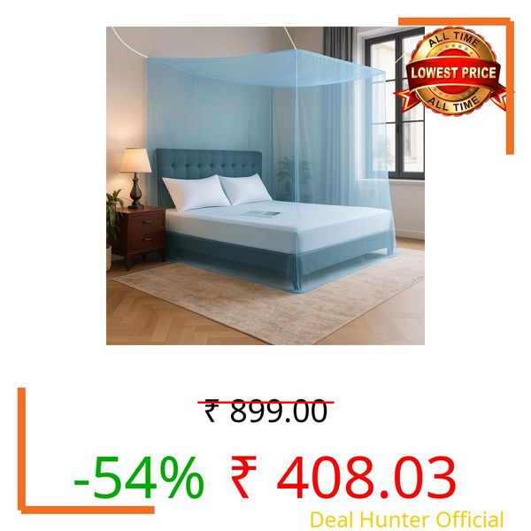 Havenza Mosquito Net for Double Bed | Foldable Machardani | Polyester Strong & Breathable mesh 7.5 x 7.5 ft | Easy Setup, Lightweight, Portable & Ideal for Daily Usage - Full Blue