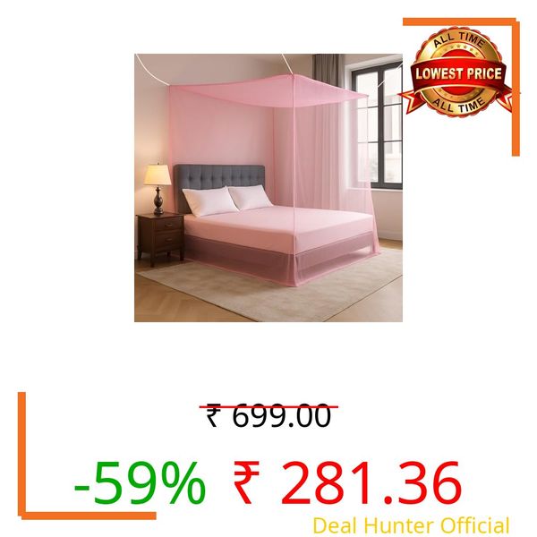 Havenza Mosquito Net for Single Bed | Foldable Machardani | Polyester Strong & Breathable Mesh 3 x 6.5 ft | Easy Setup, Lightweight, Portable & Ideal for Daily Usage - Full Pink