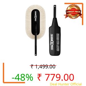 ShineXPro Car Duster - Lint-Free & Scratch-Free Car Cleaner Brush with Long Handle - Car Dust Cleaner features Paraffin Wax Coating for 2x better Cleaning Performance - Car Cleaning Brush for Exterior