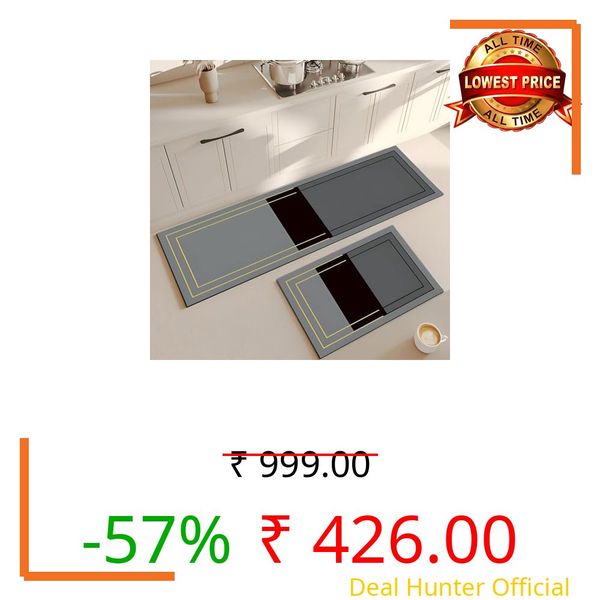 YAGVIZ 2 Pcs Kitchen Mats - Waterproof Memory Foam Standing Desk Floor Mat Non Slip Kitchen Rugs, Comfort Runner Floor Mat Carpets for Kitchen Home Office, Sink & Laundry(118 * 38 cm, 58 * 38 cm)