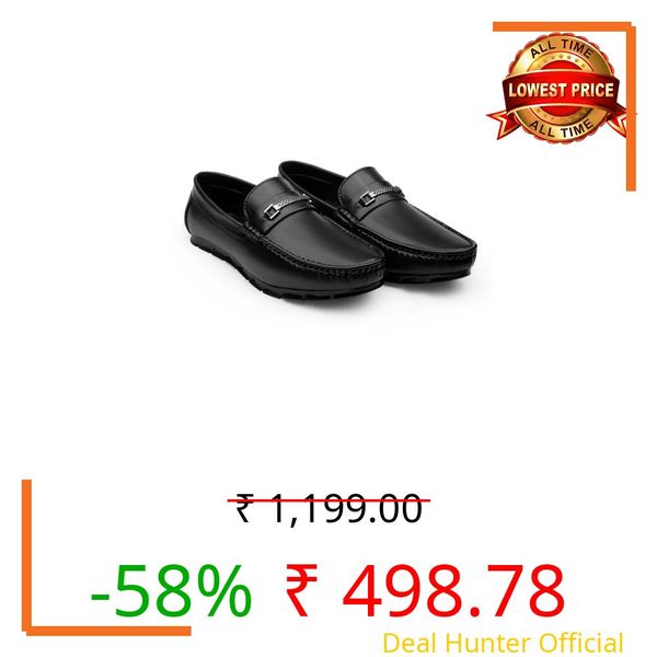 Viru Formal Men's Synthetic Leather Loafers, Casual Pull-On Shoes, Round Toe, Black (Black, UK Footwear Size System, Adult, Men, Numeric, Medium, 10)