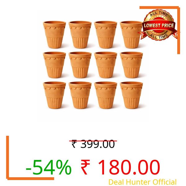 Handmade Terracotta Tumbler 100ml, Reusable Clay Mitti Kulhad for Water, Tea, Coffee & Other Drinks, Eco-Friendly Kitchen Tableware (Orange) (Pack 12)