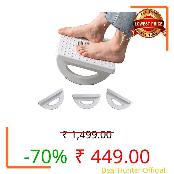 Fastiven Adjustable Foot Rest for Office Chair with Acupressure Points and Roller, Promote Leg Circulation, Foot Rest under Table, Foot Stool for Home, Office Table, and Sofa (Unbreakable, Non-Slip Legs) (White)