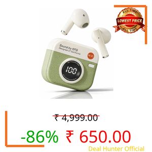 VEHOP Aura TWS Earbuds with Digital Display, BT 5.49+ENC for Clear Calling, Low Latency Gaming Wireless Headphone, 36 Hours Play, Immersive Sound, Touch Control, IPX4 & Voice Assistance. (Green)