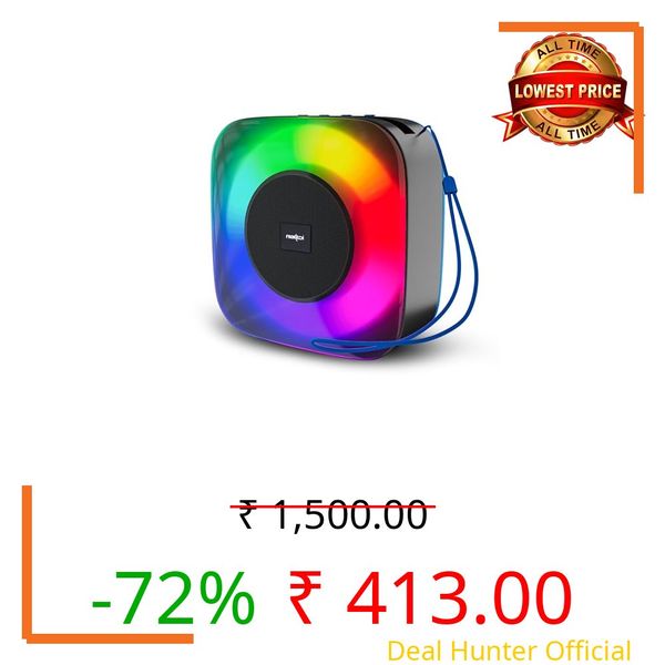 FRONTECH 15W Portable Wireless Multimedia Speaker with Bluetooth 5.3, FM, USB, TF Card, Mobile Holder, RGB LED Lights, 6 Hrs Playback, 1000mAh Battery, 1 Year Warranty (Blue)