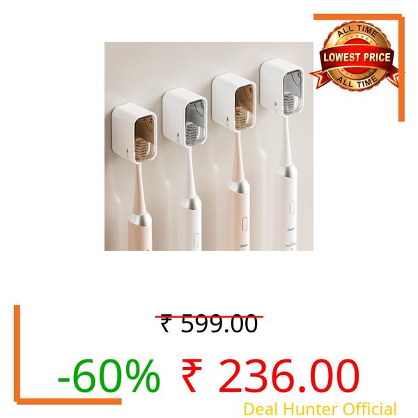 Wall Mounted Toothbrush Holders for Bathroom,Strong Self Adhesive Tooth Brush Holder with Cover, Toothbrush Heads Organizer for Family, 4 Pcs