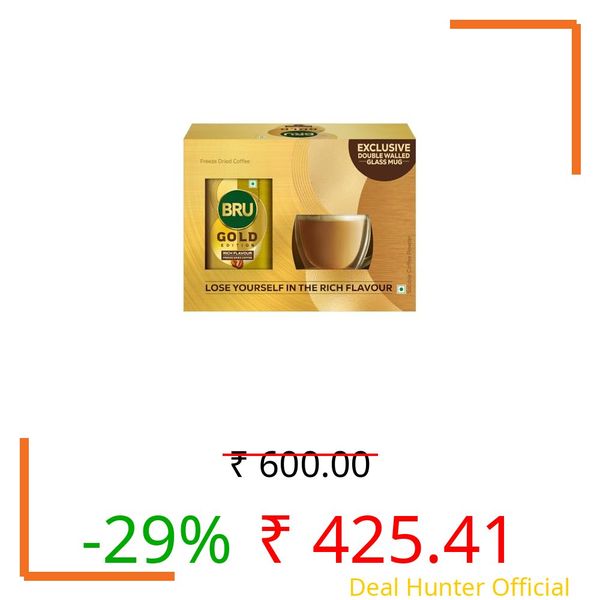 Bru Gold Edition 100% Pure Coffee 100g (with Exclusive Double Walled Glass Mug)