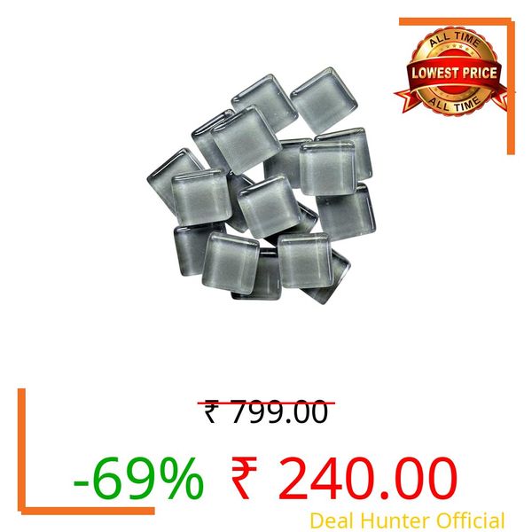 CRAFT BASKET® Glossy Square Glass Mosaic Tiles (60 Colours)(Size: 15 x 15 mm), DIY Mosaic Art, Craft Projects, Decoration, Crystal Glass Mosaic Tiles (GY 600 [Noble Grey], 200 g)