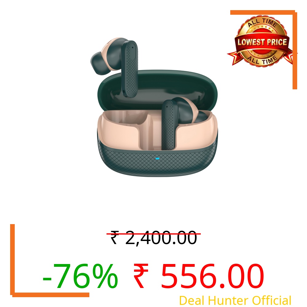 GZT PULSE in-Ear Truly Wireless Earbuds with Fast Charging & Premium Glossy & MATT Finish upto 50H Playtime | Dual 10mm Driver | IPX4 Water-Resistance | BT5.3 |Quad Mic with ENC|Touch Control-GREENISH