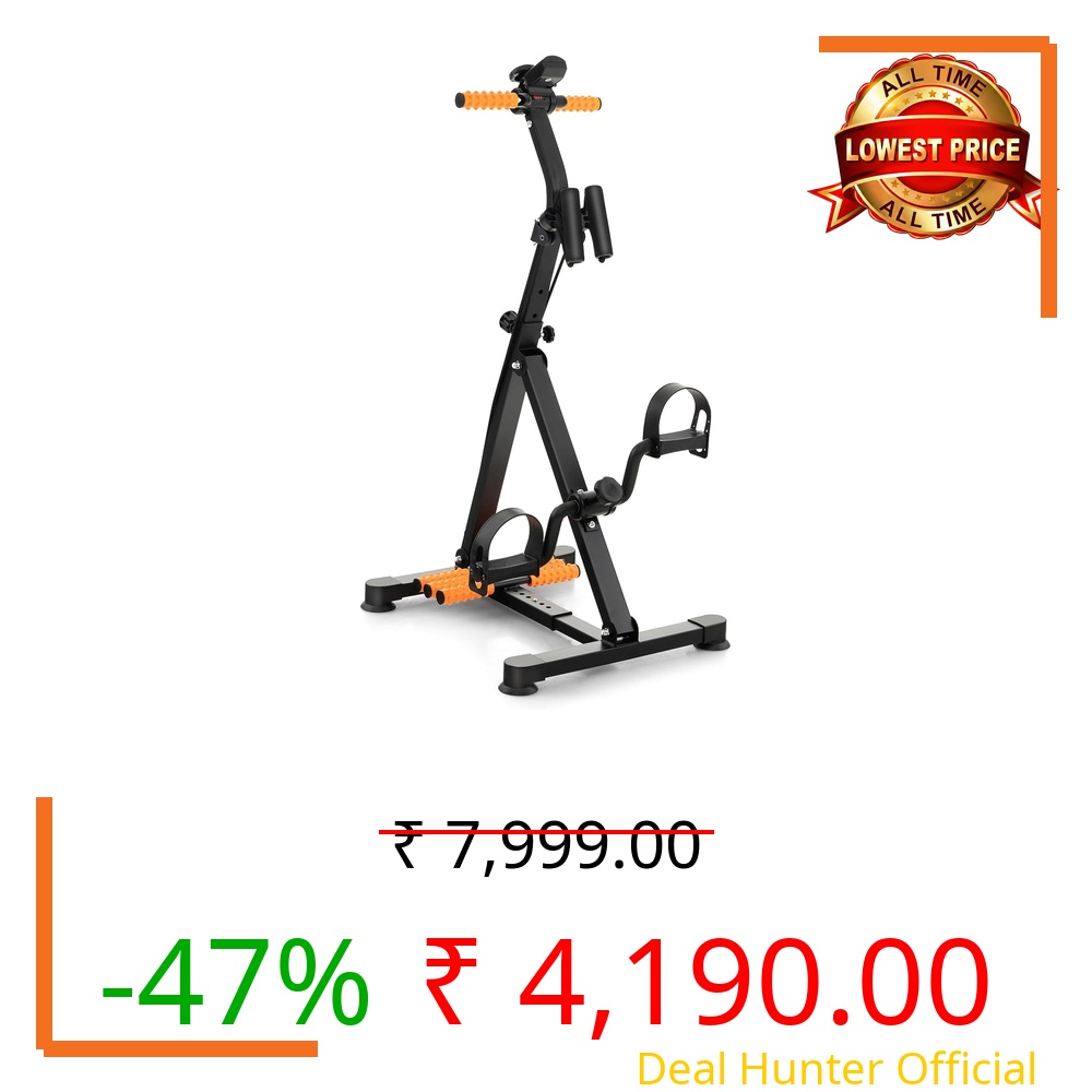 waqif Pedal Exerciser for Seniors, Adjustable Hand Arm Leg Knee Exercise Equipment w/Resistance Band, Foot Massage Roller, LCD Monitor, Home Exercise Bike for Elderly