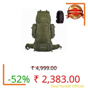 Hyper Adam 95L Rucksack with Detachable Bag & Rain Cover for Trekking & Travelling | Mountain Bags For Men & Women| Tough Frame Support Backpack Military Grade Made Rucksack Bag for Men & Women