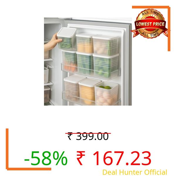 Oblivion Freezer Containers 6 Pc – Multipurpose Refrigerator Organizer Storage Container Set with Airtight White Lids, Plastic Food Storage Boxes, Pantry Organizers, Kitchen Accessories for Home
